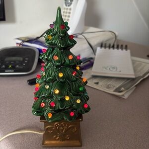 Vintage handmade ceramic tree measures around 10 inches tall